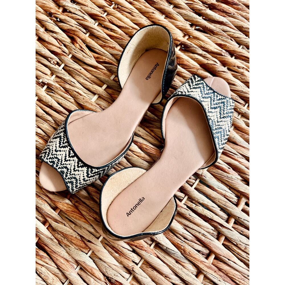 Antonella Peep-Toe Flat Sandals, Size 8